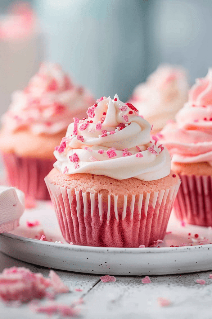 Delicious Pink Velvet Cupcakes