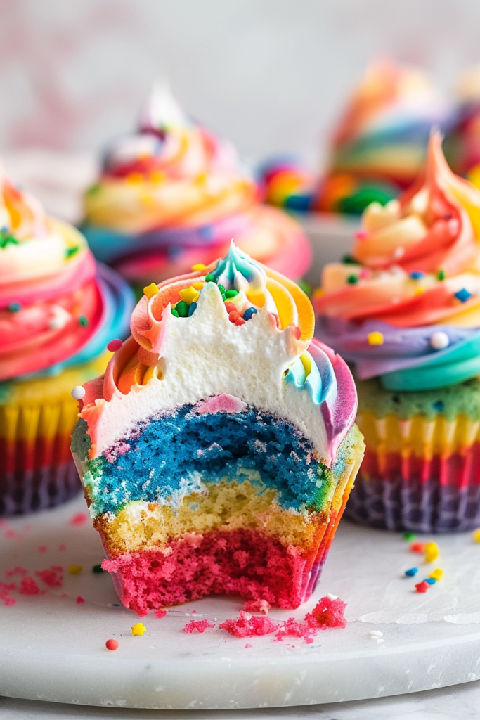 Delicious Rainbow Cupcakes