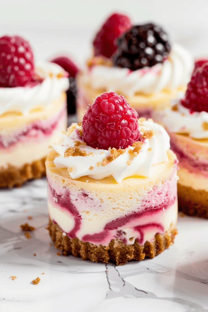 Delicious Raspberry Swirl Mini Cheesecakes Recipe