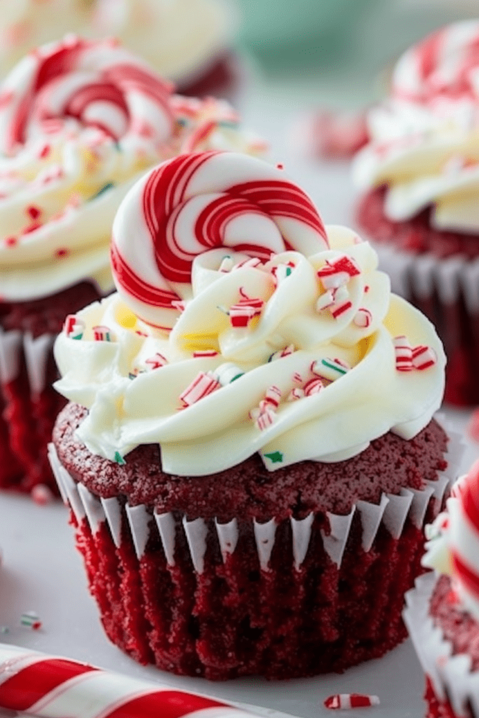 Delicious Red Velvet Peppermint Cupcakes