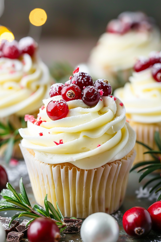 Delicious Sparkling Cranberry White Chocolate Cupcakes