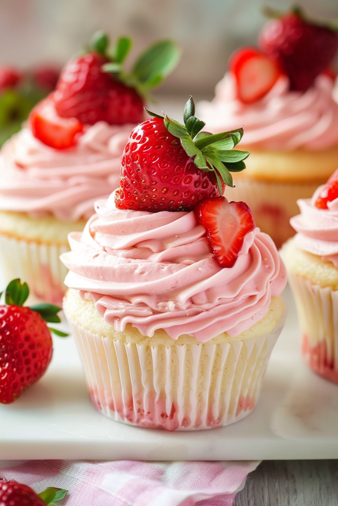 Delicious Strawberries and Cream Cupcakes