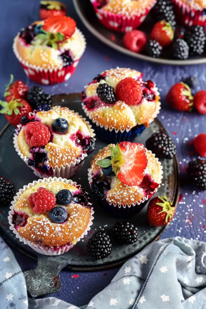 Delicious Triple Berry Cheesecake Muffins