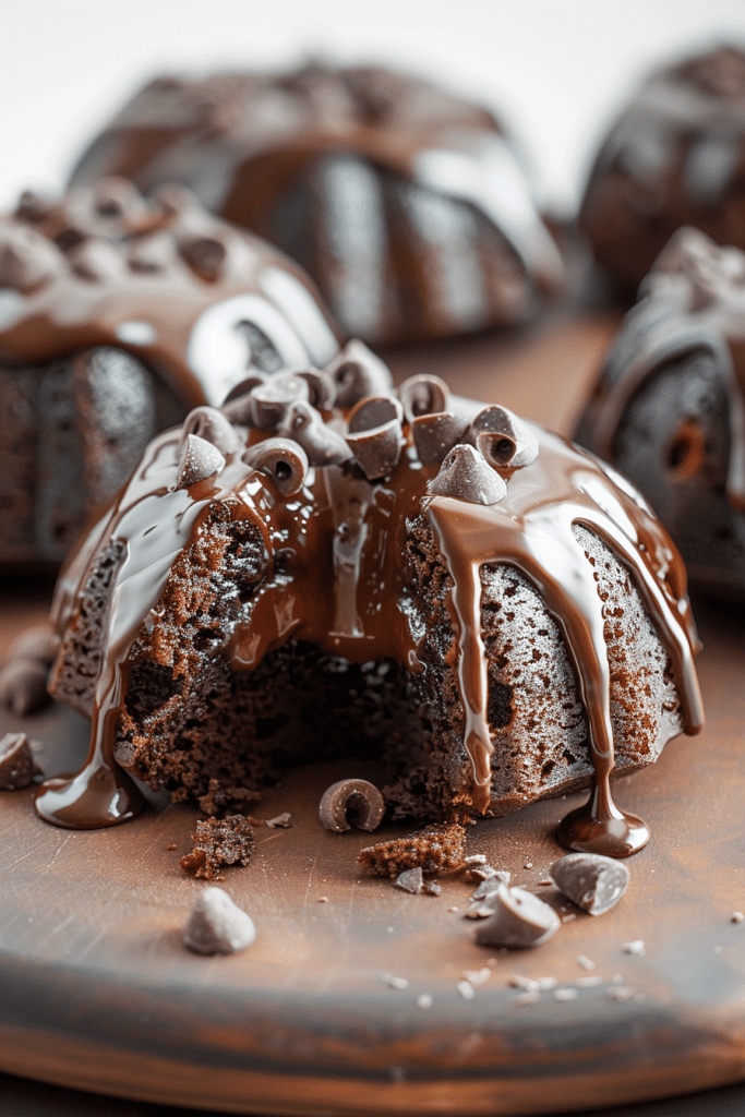 Delicious Triple Chocolate Mini Bundt Cakes