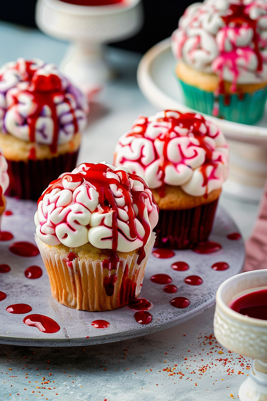 How to Make Spooky Brain Cupcakes