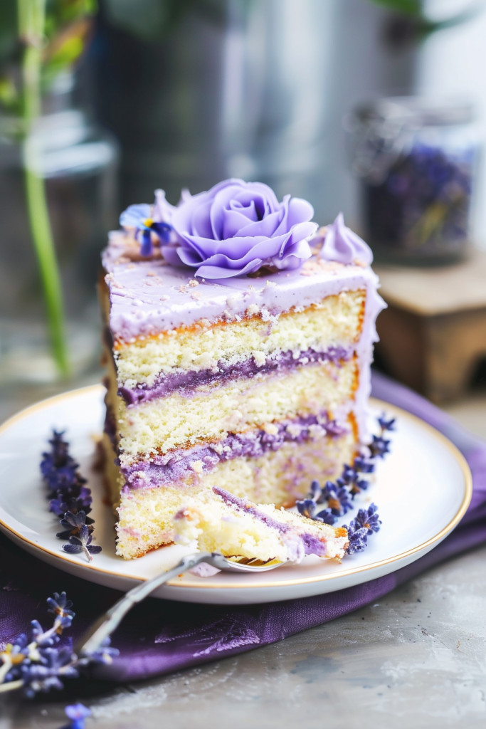 Lavender Cake with Whipped Cream Cheese Frosting