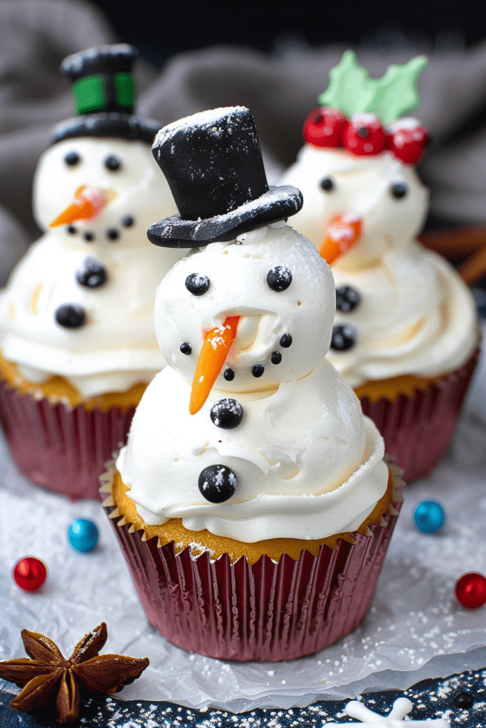 Melting Snowman Cupcakes