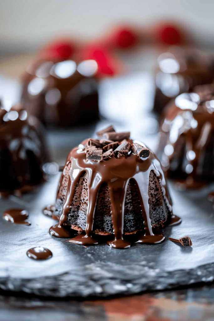 Mini Chocolate Ganache Bundt Cakes