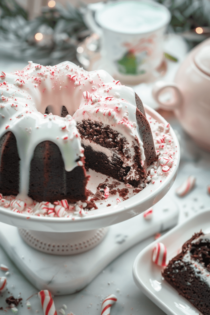 Mini Peppermint Hot Chocolate Bundt Cakes