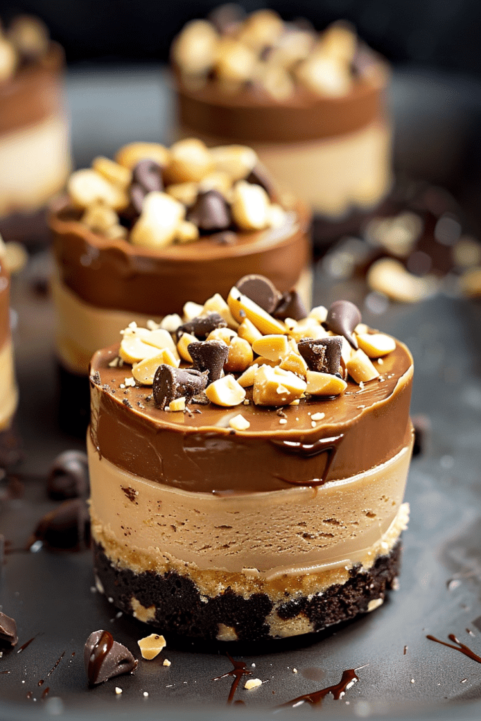 No-Bake Chocolate Peanut Butter Mini Cheesecakes