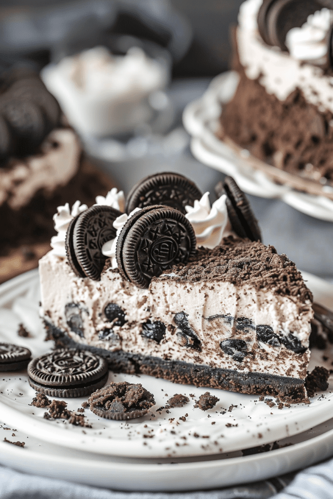 Oreo Cookies and Cream No-Bake Cheesecakes