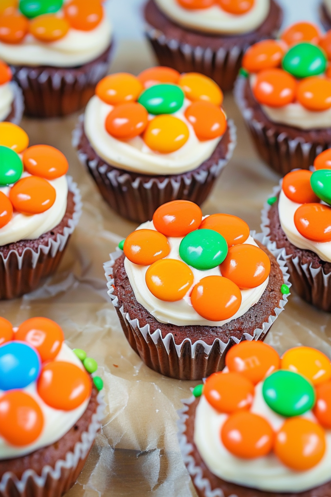 Pumpkin M&M Mini Cupcakes