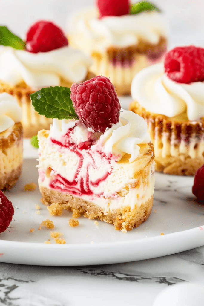 Raspberry Swirl Mini Cheesecakes