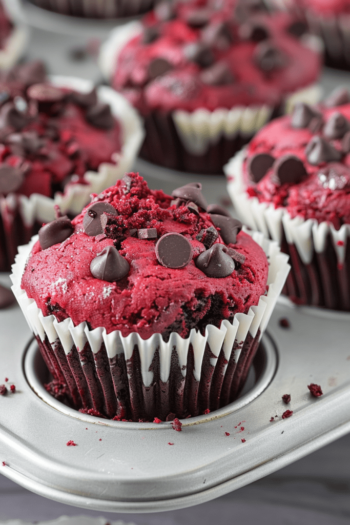 Red Velvet Chocolate Chip Muffins