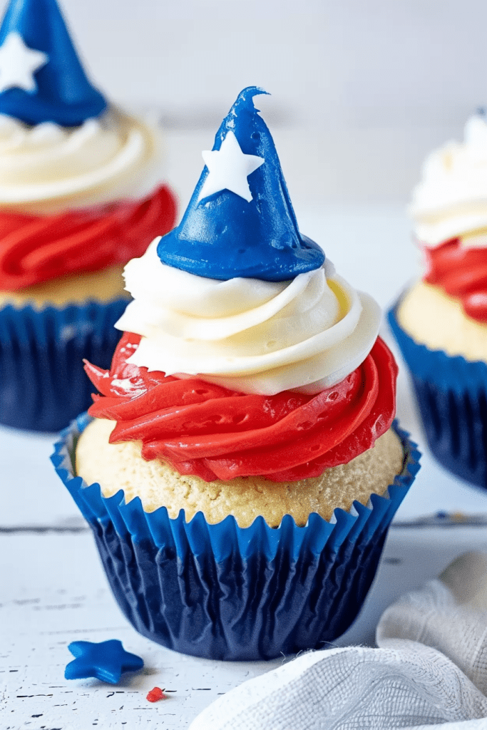 Red, White, and Blue Hi Hat Cupcakes Recipe