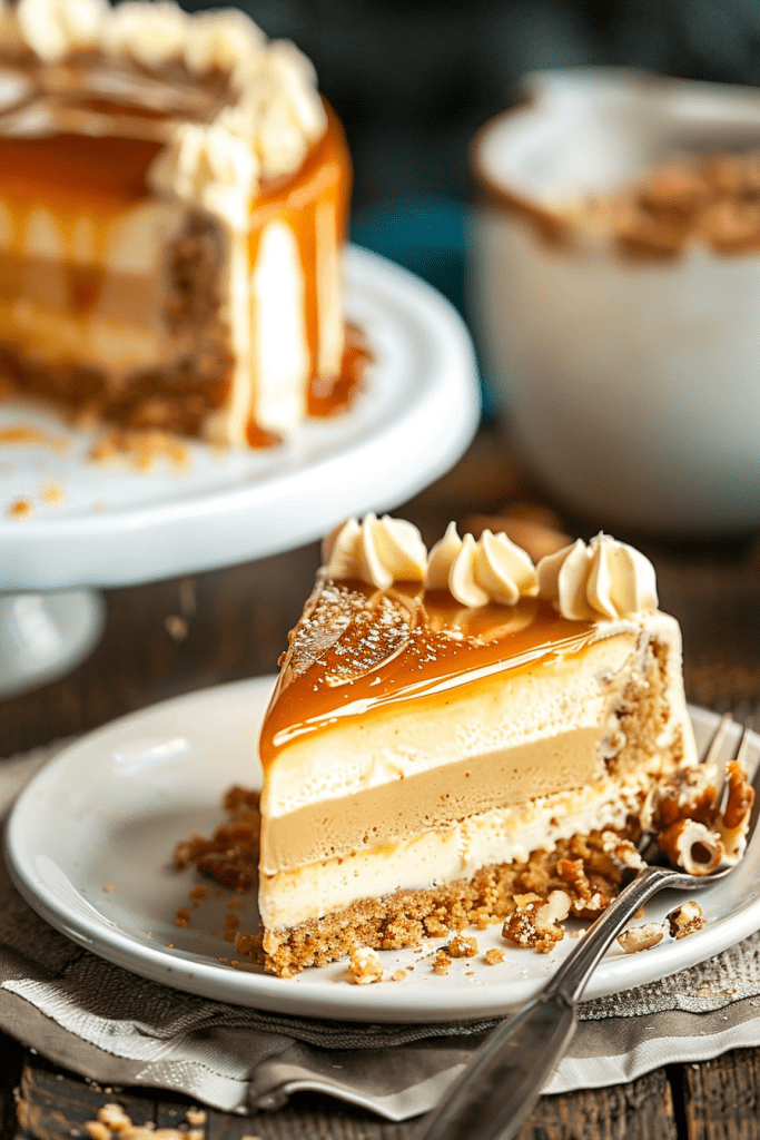 Serving Salted Caramel Cheesecake