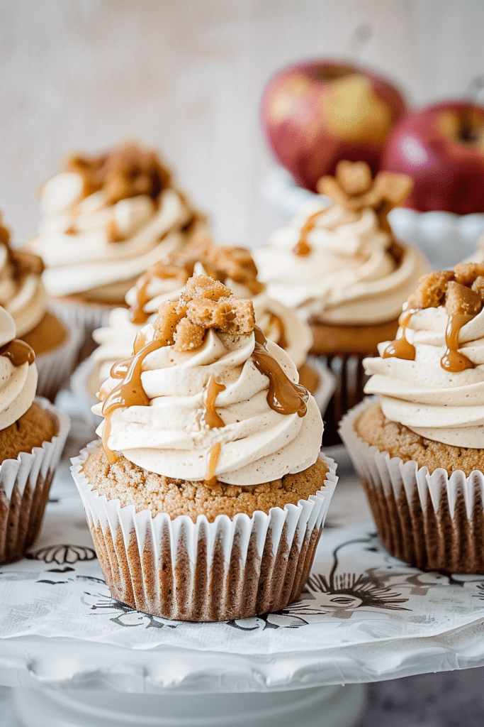 Serving Apple Pie Cupcakes with Salted Caramel Buttercream