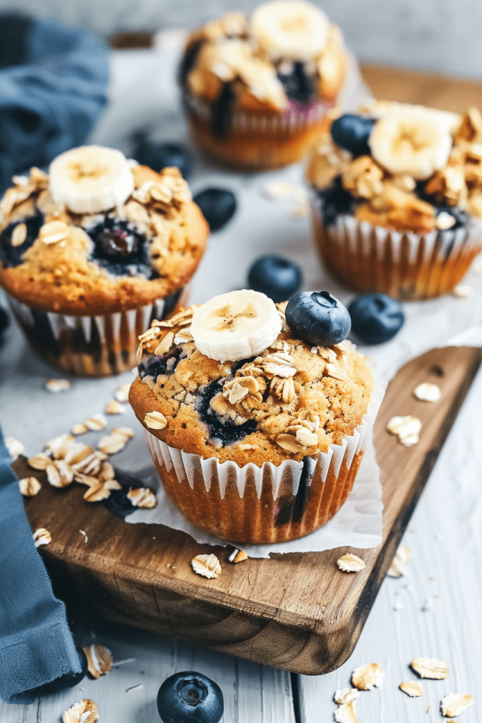 Serving Banana Blueberry Oatmeal Muffins