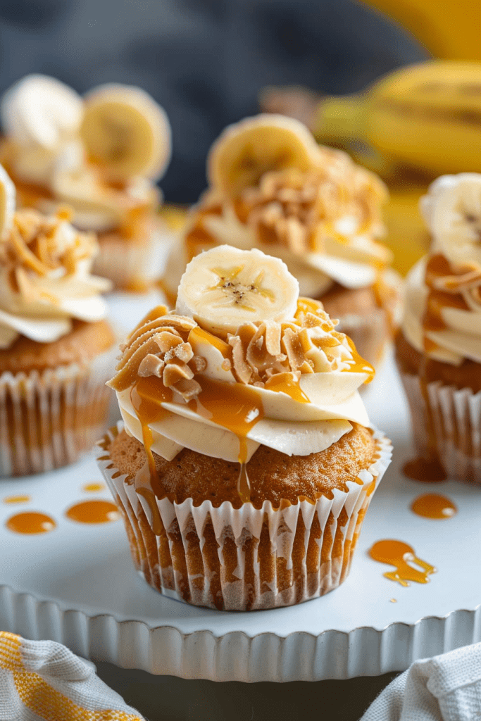 Serving Banana Caramel Cupcakes