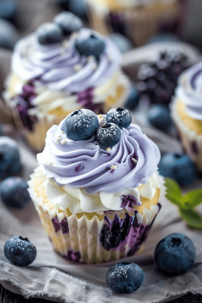 Serving Blueberries n Cream Cupcakes