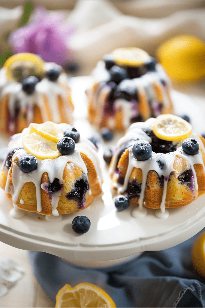 Serving Blueberry Lemon Mini Bundt Cakes