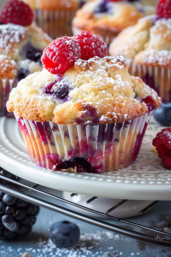 Serving Blueberry Raspberry Muffins