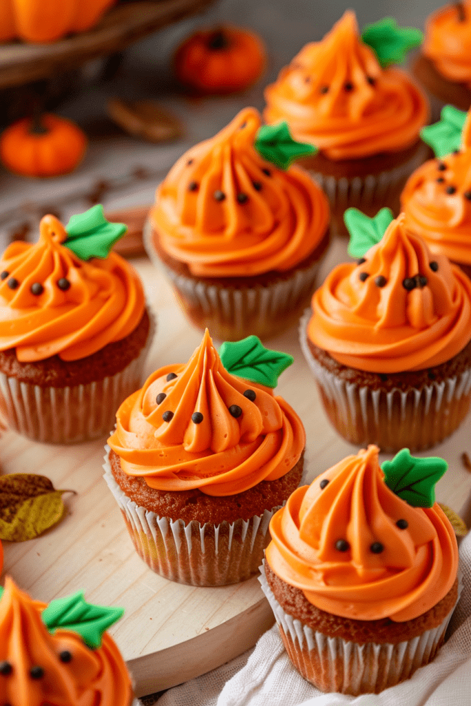 Serving Buttercream Pumpkin Cupcakes