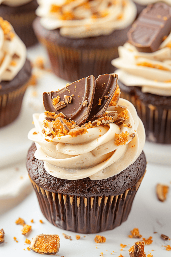 Serving Butterfinger Chocolate Cupcakes