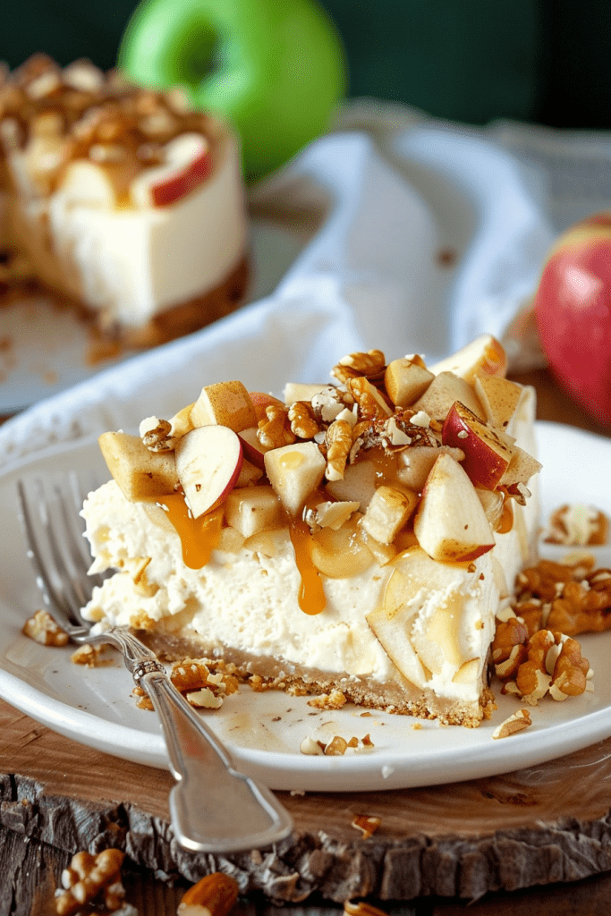 Serving Caramel Apple Cheesecake