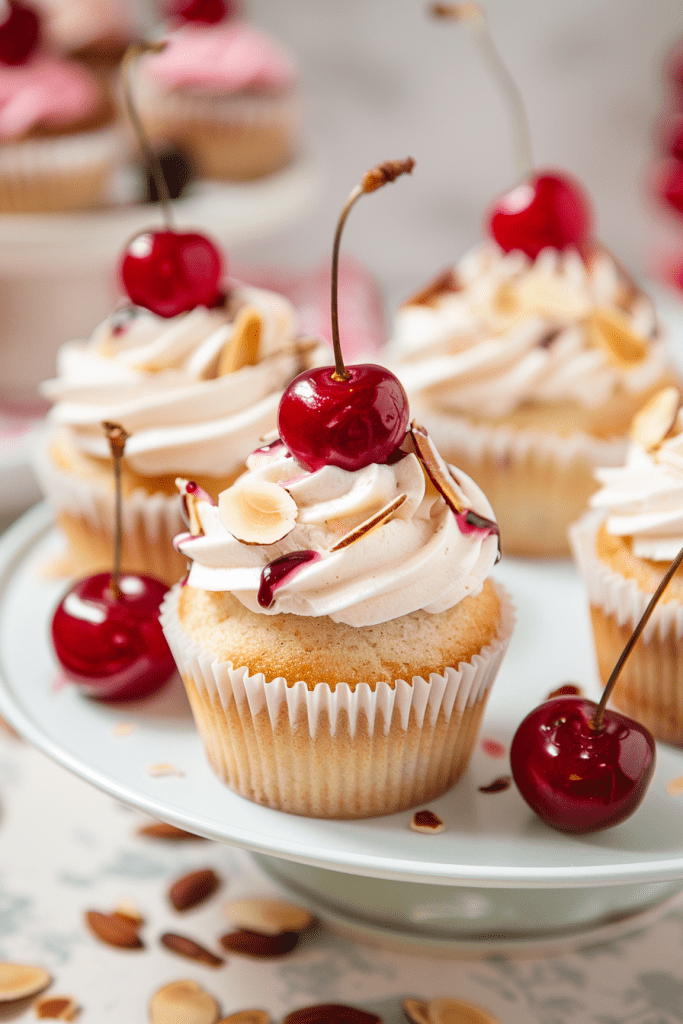 Serving Cherry Almond Cupcakes