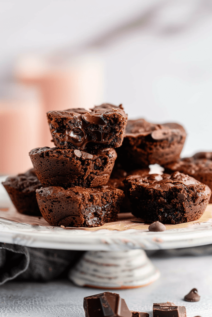 Serving Chewy Chocolatey Brownie Mini Bites