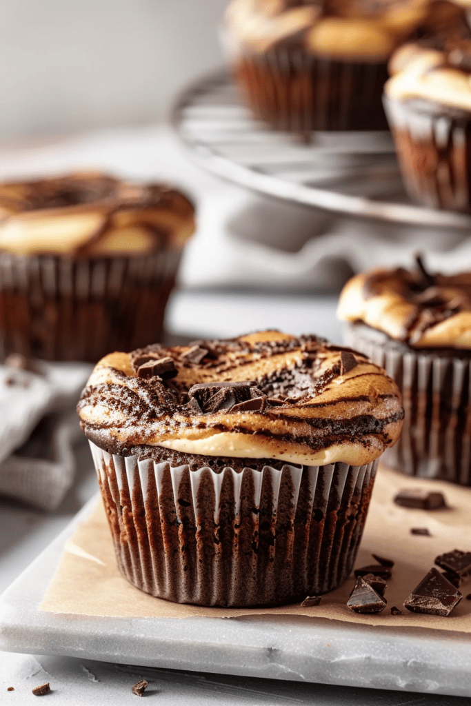 Serving Chocolate Cheesecake Muffins