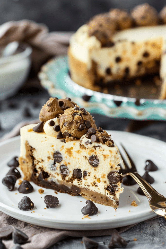 Serving Chocolate Chip Cookie Dough Cheesecake