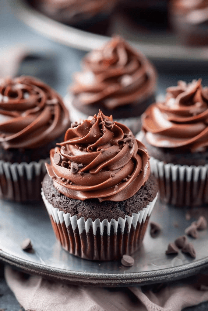 Serving Chocolate Cupcakes with Dreamy Chocolate Cream Cheese Frosting