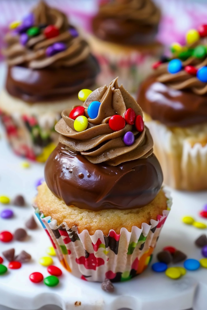 Serving Chocolate Peanut Butter Hi-Hat Cupcakes