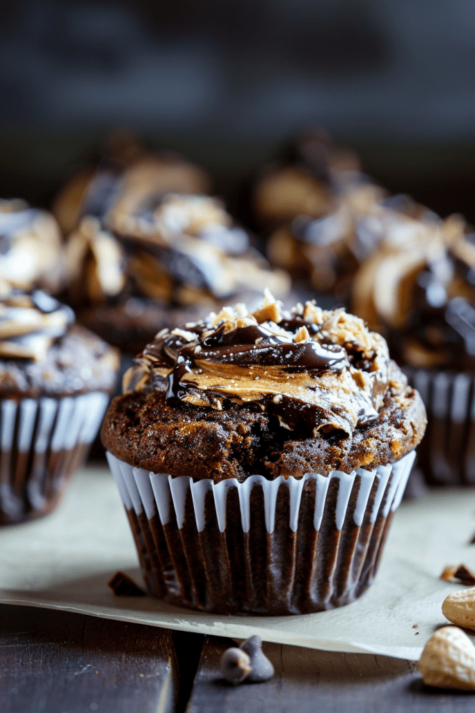 Serving Chocolate Peanut Butter Swirl Muffins