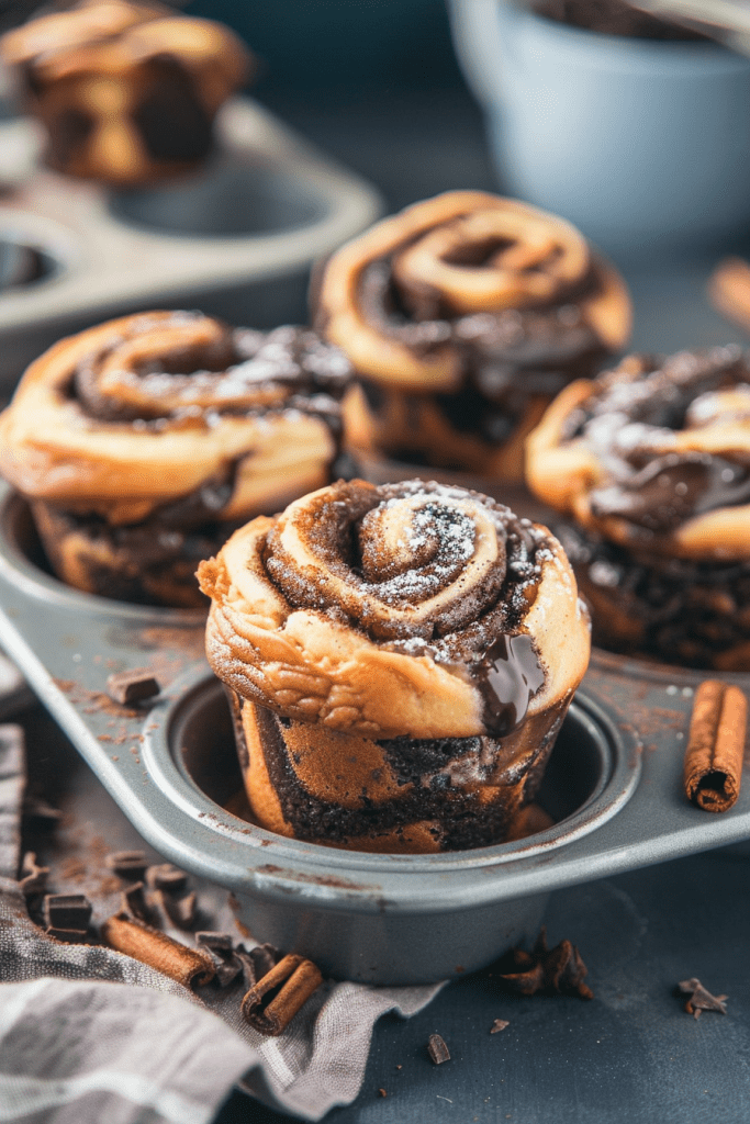 Serving Cinnamon Chocolate Babka Muffins