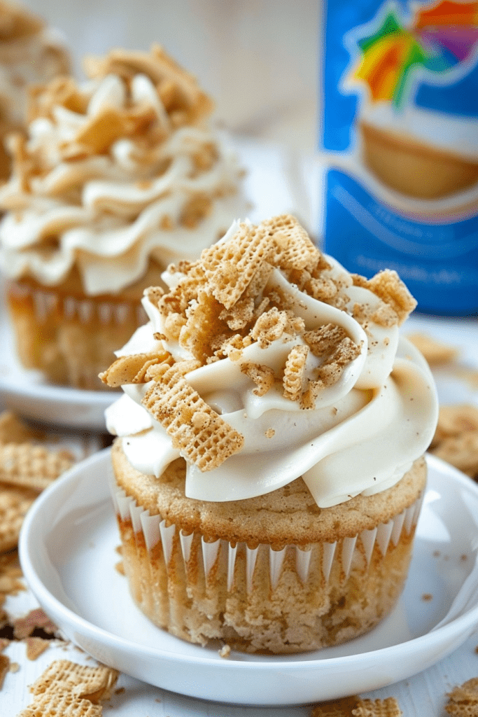 Serving Cinnamon Toast Crunch Cupcakes