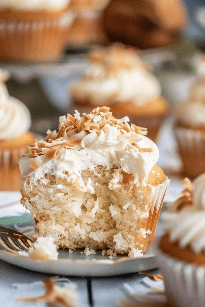 Serving Coconut Macaroon Cupcakes