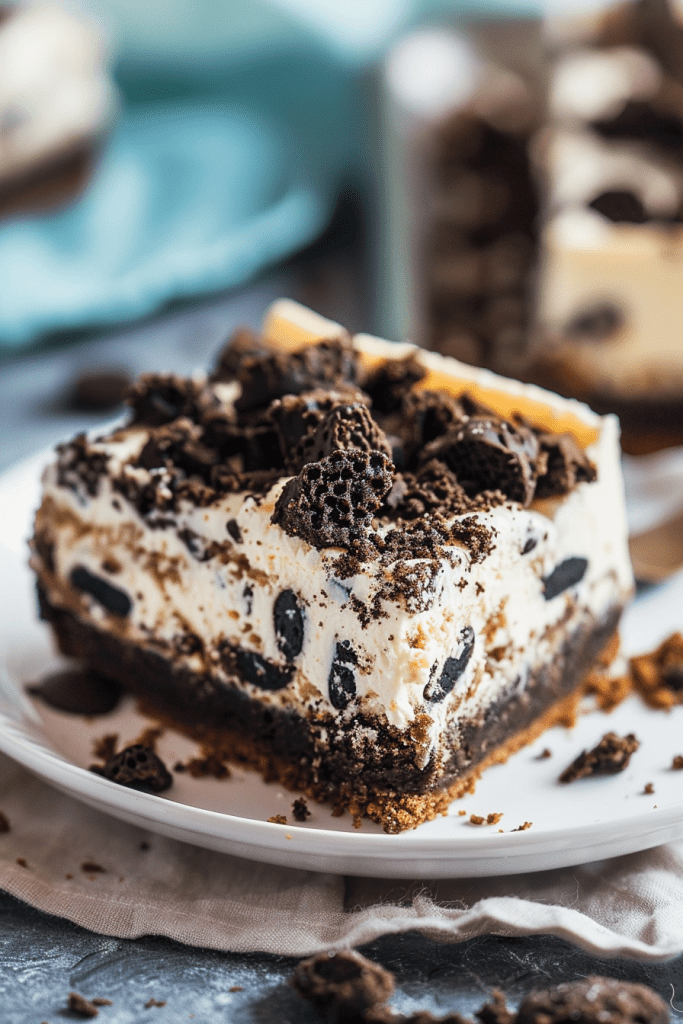 Serving Cookies and Cream Cheesecake Bars