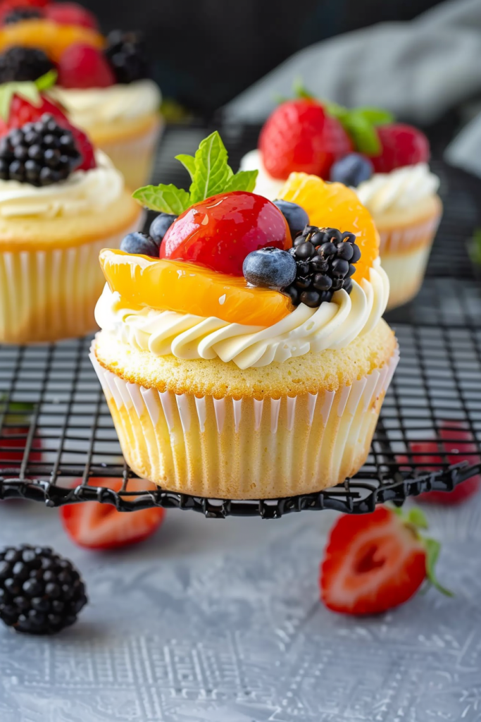 Serving Fruit Tart Vanilla Cupcakes