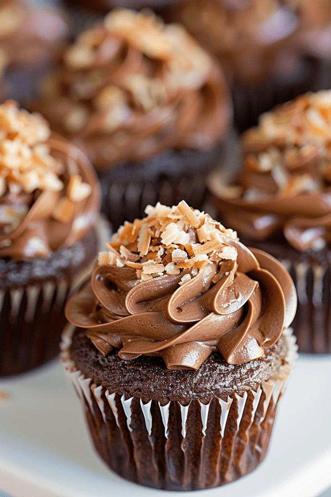 Serving German Chocolate Cupcakes