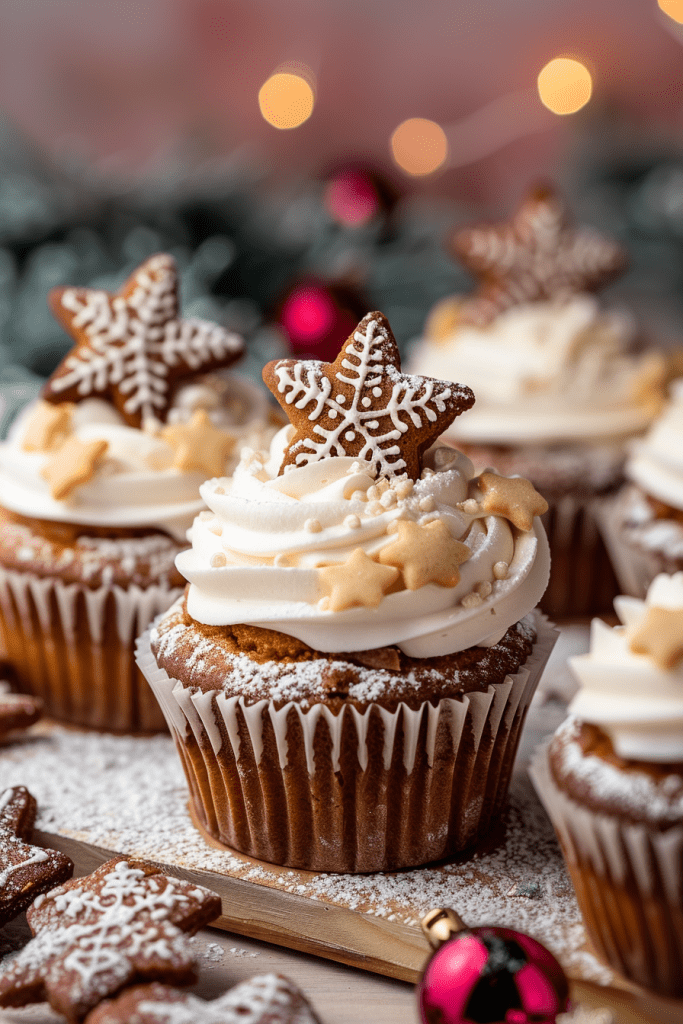 Serving Gingerbread Cupcakes with Cream Cheese Frosting