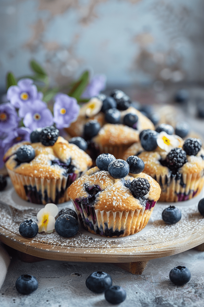 Serving Greek Yogurt Blueberry Muffins