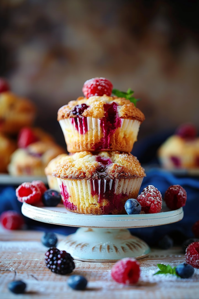 Serving Greek Yogurt Raspberry Muffins