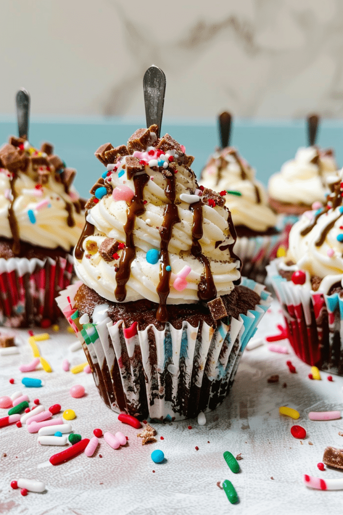 Serving Ice Cream Sundae Cupcakes