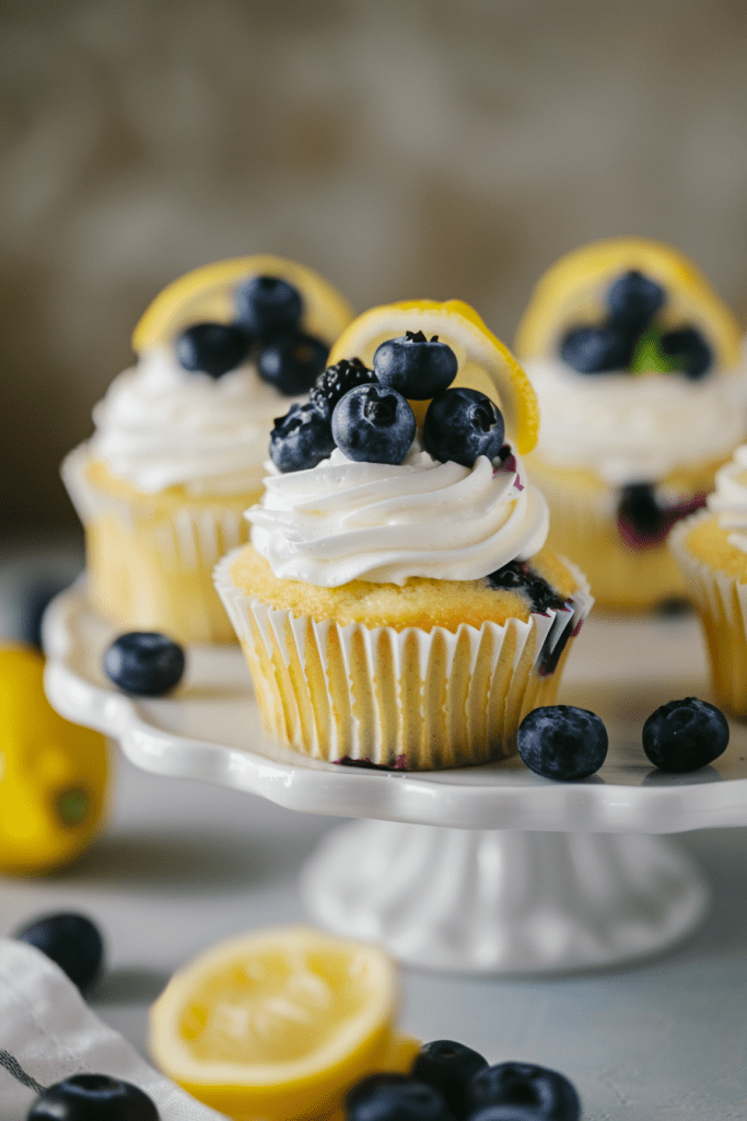 Serving Lemon Blueberry Cupcakes