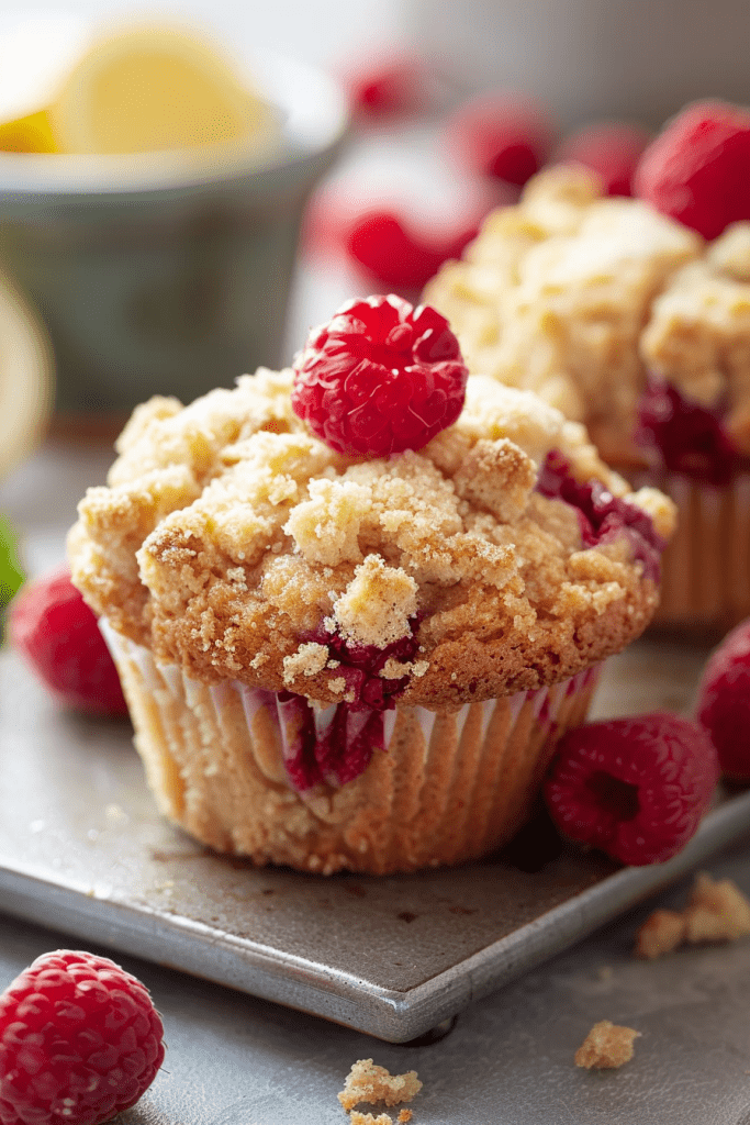 Serving Lemon Raspberry Streusel Muffins