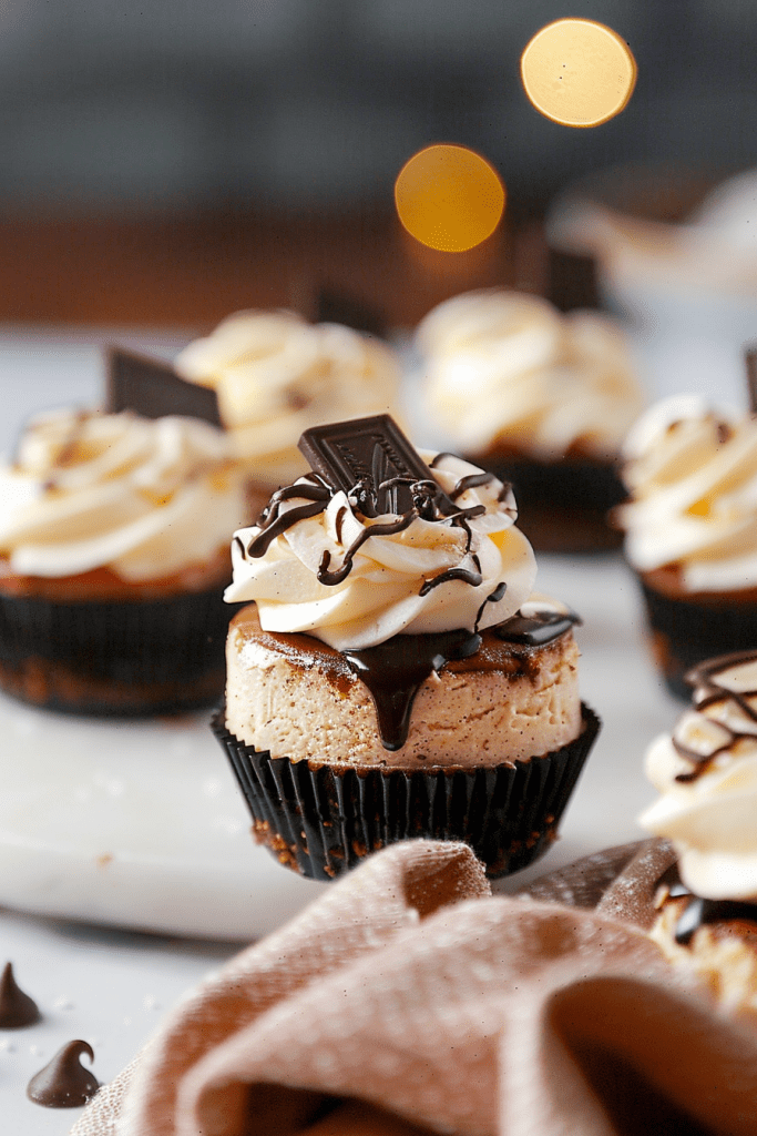 Serving Mini Baileys Chocolate Cheesecakes