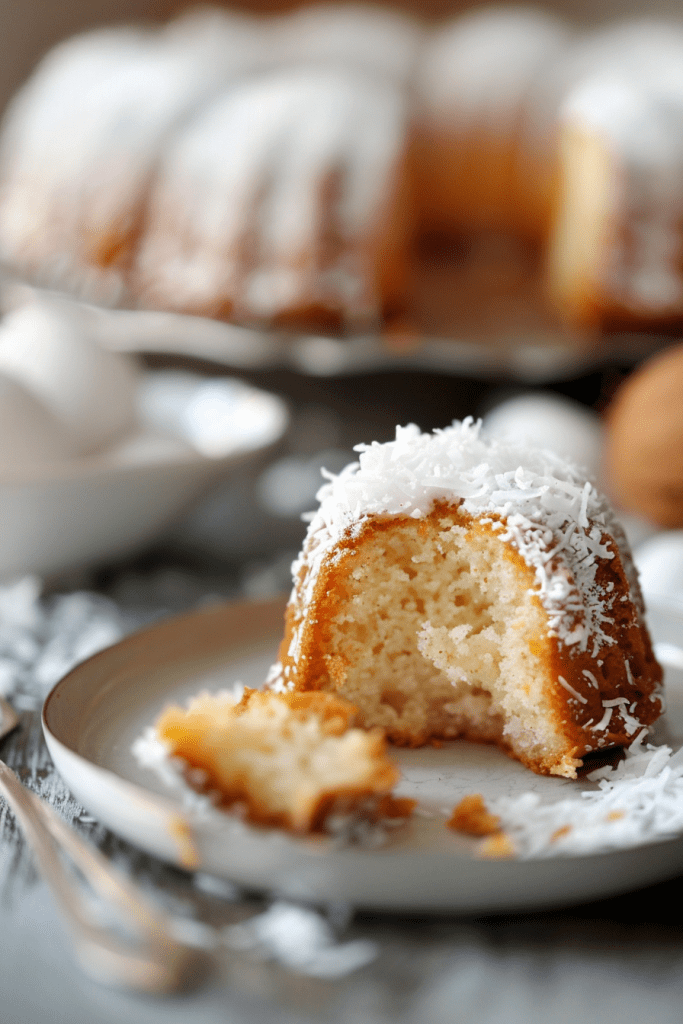 Serving Mini Coconut Bundt Cake